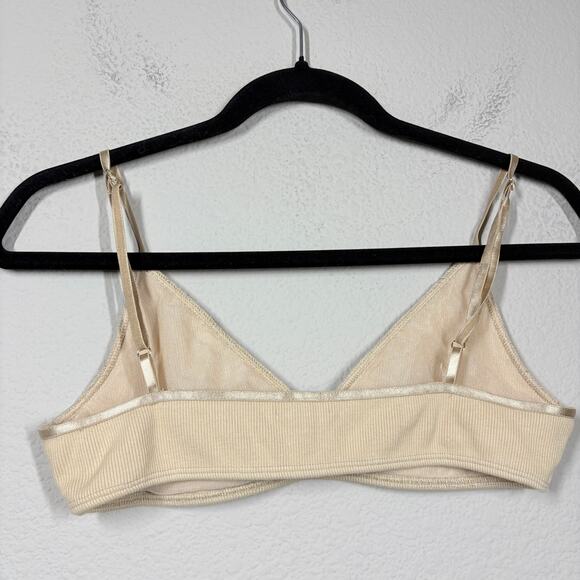 Donni Size Medium Triangle Bralette Cream Cotton Modal Blend Pullover Stretch - Picture 2 of 6